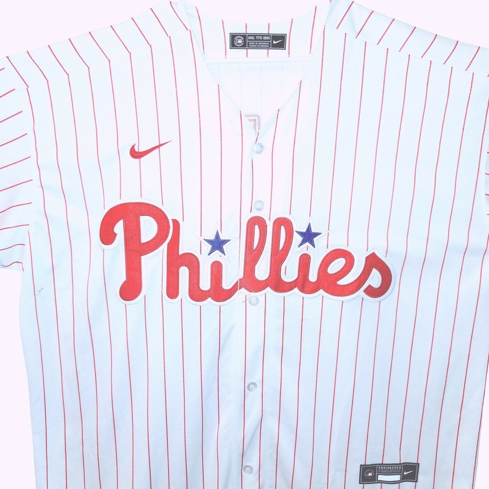 Nike MLB Jersey B.Marsh #16 Philadelphia Phillies Men XXXXL White Red Pinstripe - Picture 4 of 11